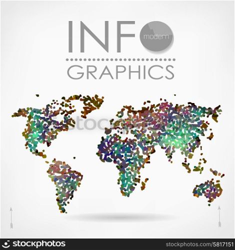 World map background in pointillism style. Modern elements of info graphics. World Map. World map background
