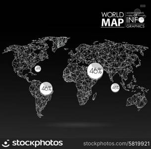 World map background in polygonal style. Modern elements of info graphics. World Map