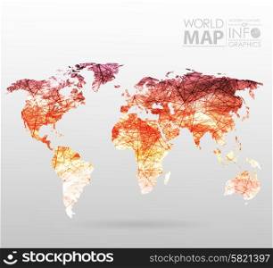 World map background in polygonal style. Modern elements of info graphics. World Map