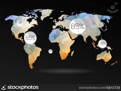 World map background in polygonal style. Vector background