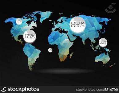 World map background in polygonal style. Vector background. World map background