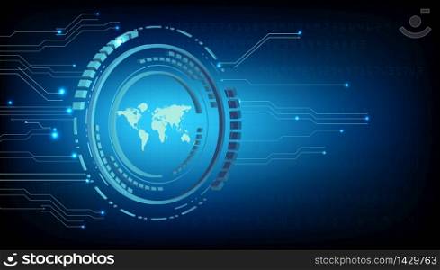 World map blue with concept of technology. vector
