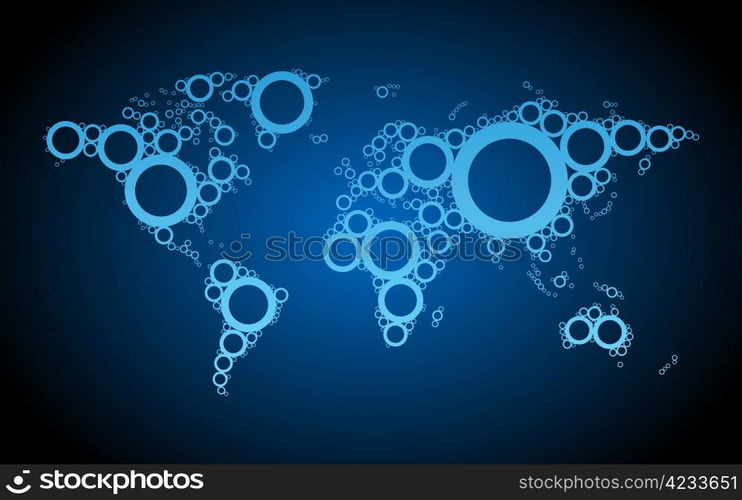 World map concept on dark background. Vector illustration.