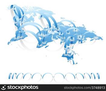 World map connections concept on white background. Vector illustration.