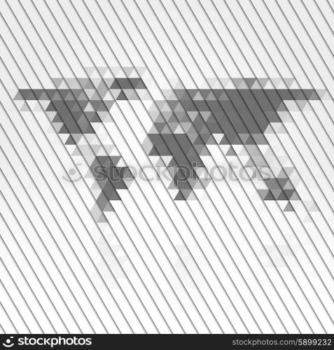 World map geometric background, abstract triangle pattern vector.