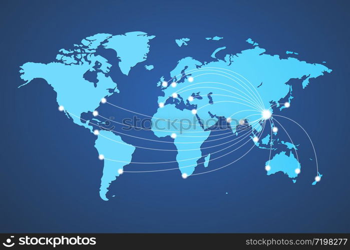 world map global cargo goods destination china vector