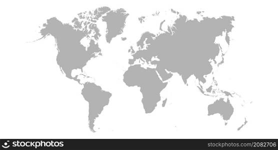 World map grey color on white background
