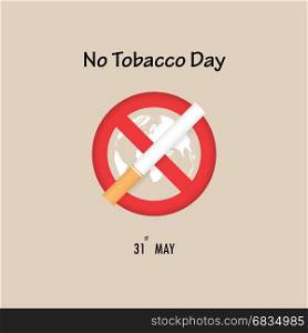 World map icon and Quit Tobacco sign.May 31st World no tobacco day.No Smoking Day Awareness.Vector illustration.