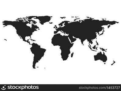 World map in flat style, vector world map icon.