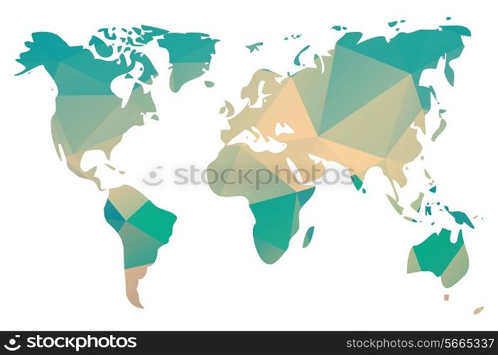 World map in geometric triangle pattern design, vector illustration
