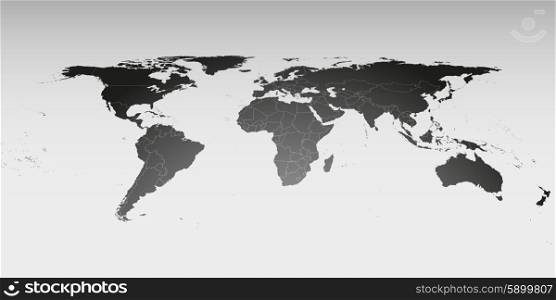 World map in perspective, vector template for business design.