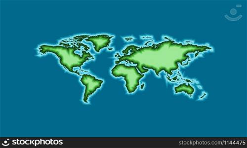 World Map in trendy 3d design. Earth. 3d template World Map, isolated on blue background. Earth Planet illustration. Vector illustration