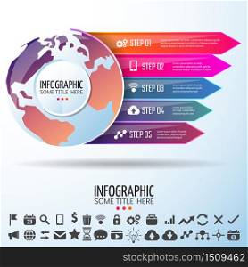 World Map Infographics Design Template,Vector Illustration