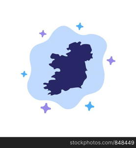 World, Map, Ireland Blue Icon on Abstract Cloud Background