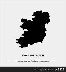 World, Map, Ireland solid Glyph Icon vector