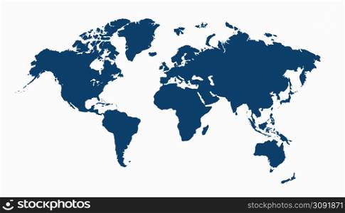 World map isolated on white. Blue map of the World. Minimal design. World map isolated on white. Blue map of the World. Vector