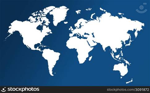 World map isolated on white. Blue map of the World. Minimal flat design. World map isolated on white. Blue map of the World. Vector