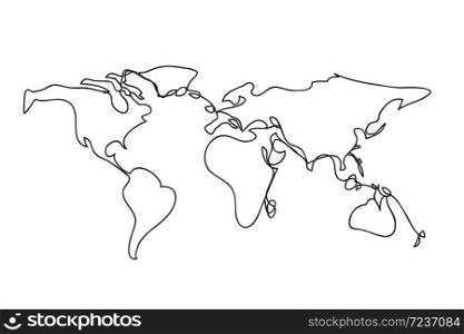 World map , line drawing style,vector design