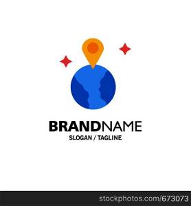 World, Map, Location Business Logo Template. Flat Color