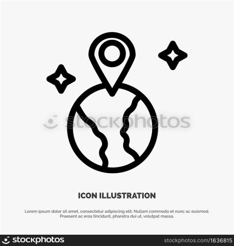 World, Map, Location Line Icon Vector