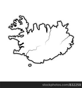 World Map of ICELAND: Iceland, Scandinavia, North Europe, Atlantic Ocean. Geographic chart with oceanic coastline and island.
