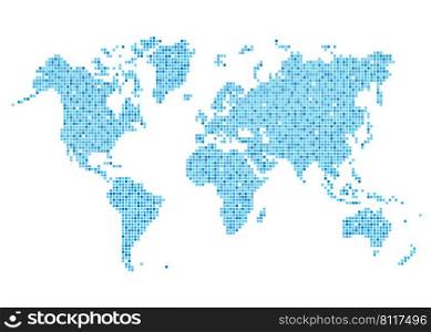 World map of rounded corner square blue illustration