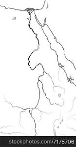 World Map of The NILE RIVER Valley & Delta: Africa, Ancient Egypt, Lower Egypt, Upper Egypt, Nubia, Kush, Meroe, Aksum, Ethiopia, Sudan. Geographic chart with abundant affluent fertile river.