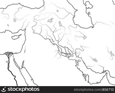World Map of The TIGRIS & EUPHRATES Valley: Mesopotamia, Assyria, Babylonia, Sumer (Sennaar/Canaan), Akkad, Elam, Persis, Atropatene, Parthia, Media kingdoms. Geographic historical chart of Ancient Persian Gulf coastline (c.5000 B.C.)