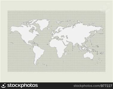 World map on gray circle dot pattern on white background. You can use for map education, artwork, presentation. illustration vector eps10