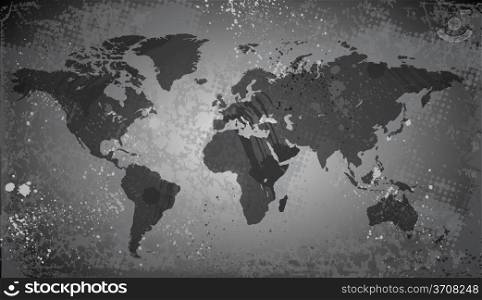 World map on grunge background. Vector illustration.