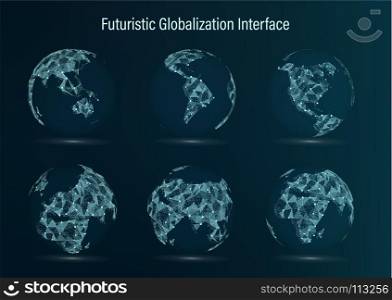 World Map Point Set. World Map Point Set. North America. South America. Africa. Asia. Europe. Australia And Oceania. Vector Illustration. Futuristic Digital Earth. Science Technology Abstract Background