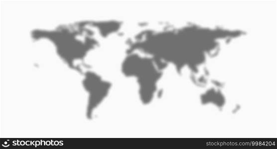 World map realistic shadow. Vector illustration. World map silhouette shadow.