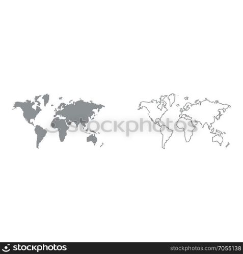 World map set icon .