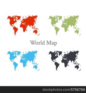 World map set in different color on white background