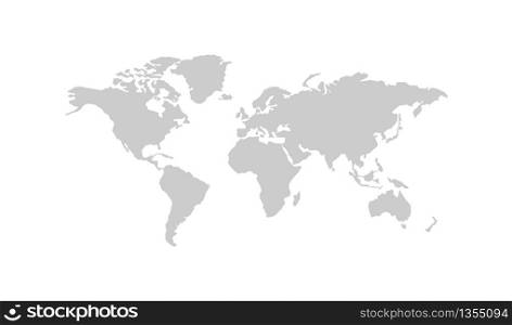 World map silhouette vector australia, asia america europe. Isolated illustration white background.. World map silhouette vector australia, asia america europe. Isolated illustration