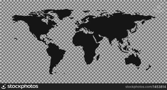 World map vector icon on transparent background. Earth illustration.