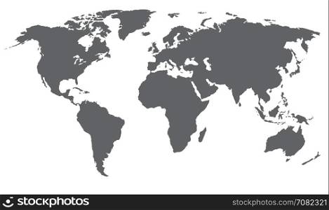 World map vector illustration. Grey color, isolated on white.