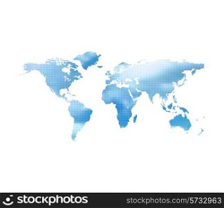 World Map With Blue Cloud Sky On A White Background