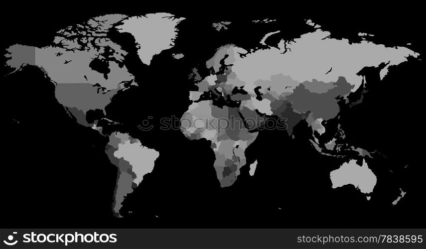 World map with countries. Vector illustration.