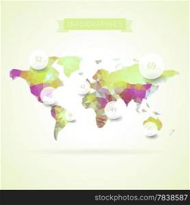 World map with elements of infographics. Vector eps10.