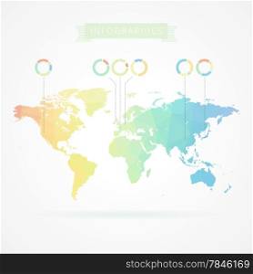 World map with elements of infographics. Vector eps10.