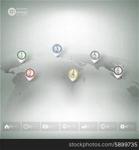 World map with pointer marks. Infographics for business design and website template.. World map with pointer marks. Infographic for business design and website template