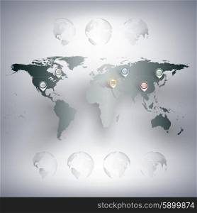 World map with pointer marks. Infographics for business design and website template.. World map with pointer marks. Infographic for business design and website template