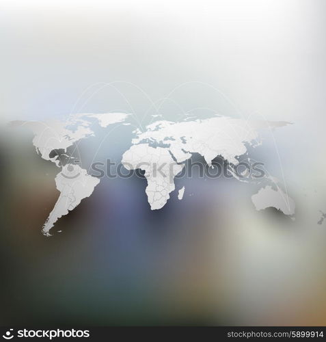 World map with shadow, network connection concept. Infographic for business design template, blurred design vector illustration.