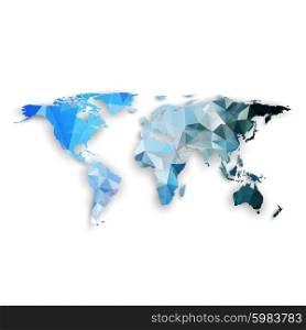 World map with shadow, textured design vector illustration.