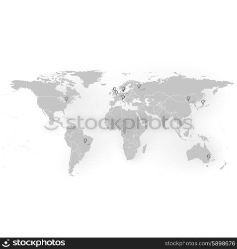 world map with stationery nails background vector.. world map with stationery nails background vector