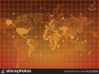 World map with textured countries. Vector illustration.