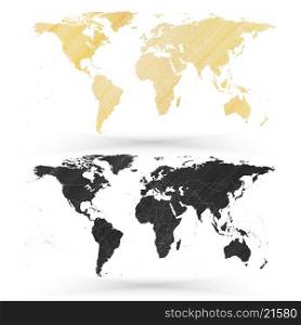 World map, wooden design texture, vector illustration.