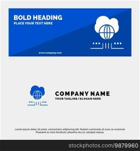World, Marketing, Network, Cloud SOlid Icon Website Banner and Business Logo Template