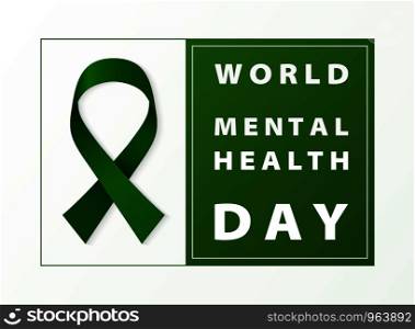 World mental health day green ribbon card background. You can use for world health day on April 7th, ad, poster, campaign artwork. illustration vector eps10